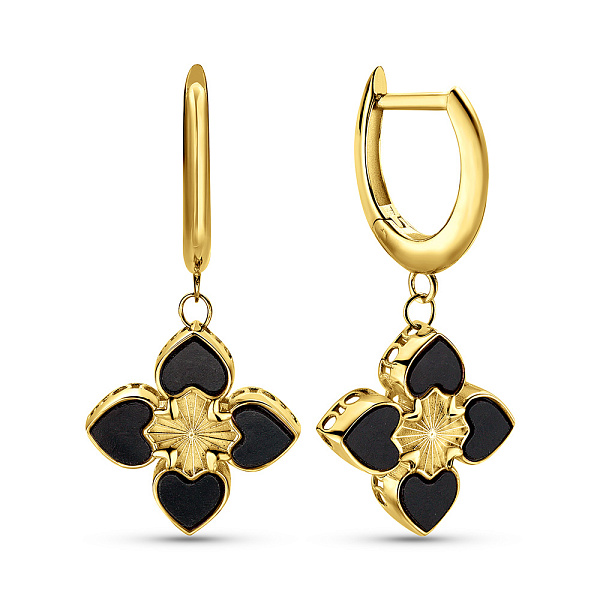 Серьги из желтого золота с ониксом (арт. 1091613жо) – изображение 1