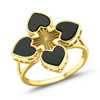 Золотое кольцо с ониксом (арт. 156539/20жо)