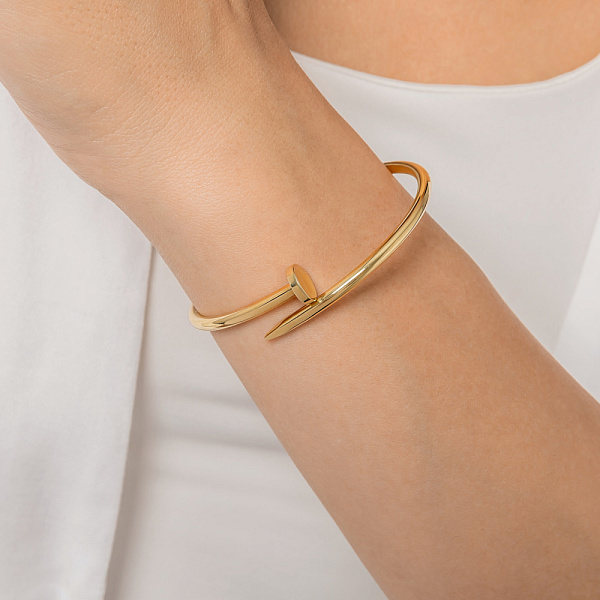 Жесткий браслет из желтого золота в форме гвоздя (арт. 324898ж) – изображение 3