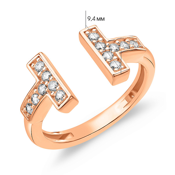 Кольцо из красного золота с фианитами (арт. 154908) – изображение 2