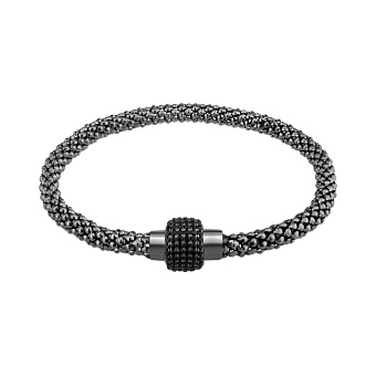 Срібний браслет з чорним родіюванням і фіанітами (арт. 7509/4812чч)