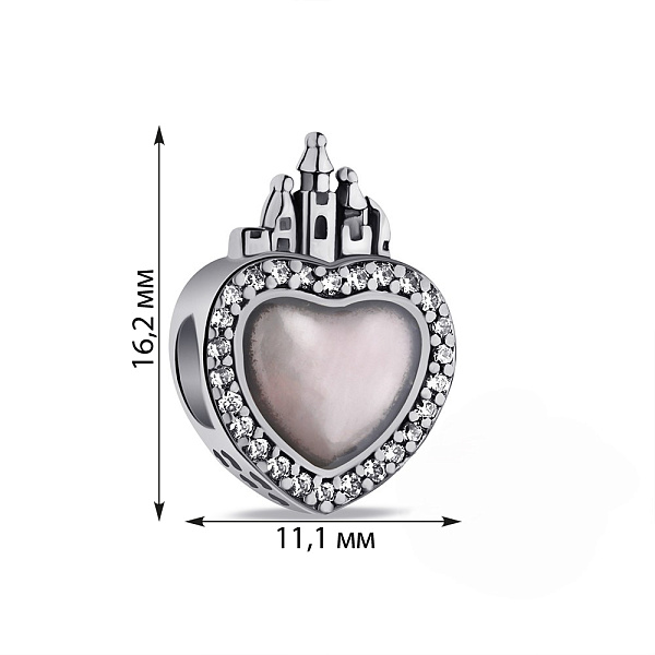 Серебряный шарм с эмалью и фианитами (арт. 7903/4297ер) – изображение 2