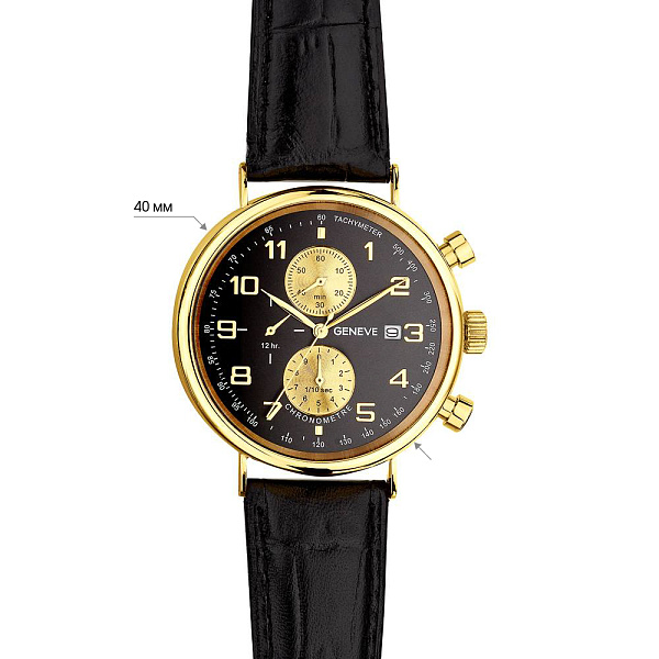 Массивные золотые часы с кожаным ремешком (арт. 260238жчжч) – изображение 4