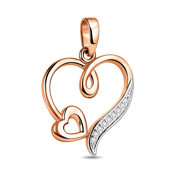 Підвіска з червоного золота Серце з фіанітами (арт. 440707) – зображення 1