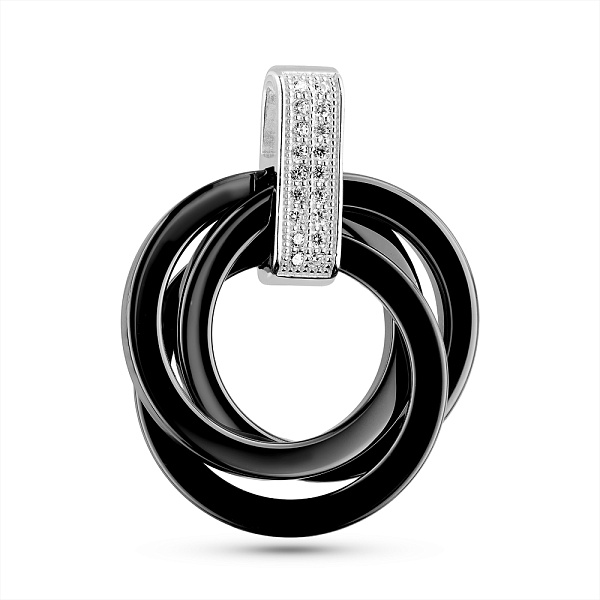 Кулон из керамики и серебра с фианитами (арт. 7503/1154304кмч) – изображение 1