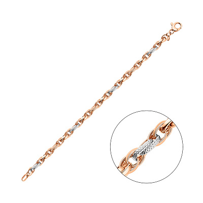 Золотой цепочный браслет в комбинированном цвете металла (арт. 325456кб)