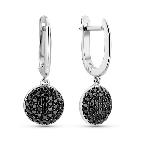 Золоті сережки з чорними діамантами (арт. 2104995202ч) – зображення 1