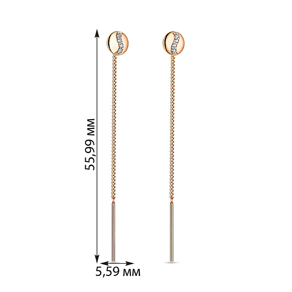 Золоті сережки-протяжки з фіанітами (арт. 110827) – зображення 2