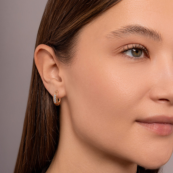 Золотые серьги с фианитами (арт. 111116) – изображение 3