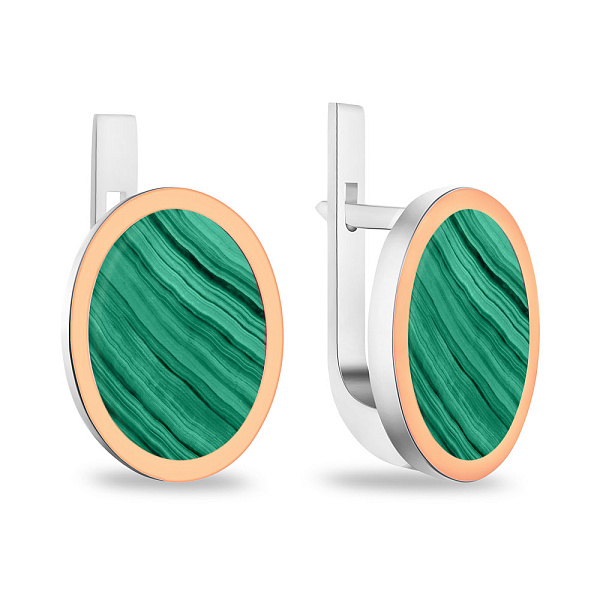 Сережки зі срібла з малахітом (арт. 7202/785млхсю) – зображення 1