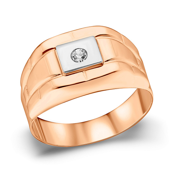 Золотая печатка с фианитом (арт. 180556кб) – изображение 1