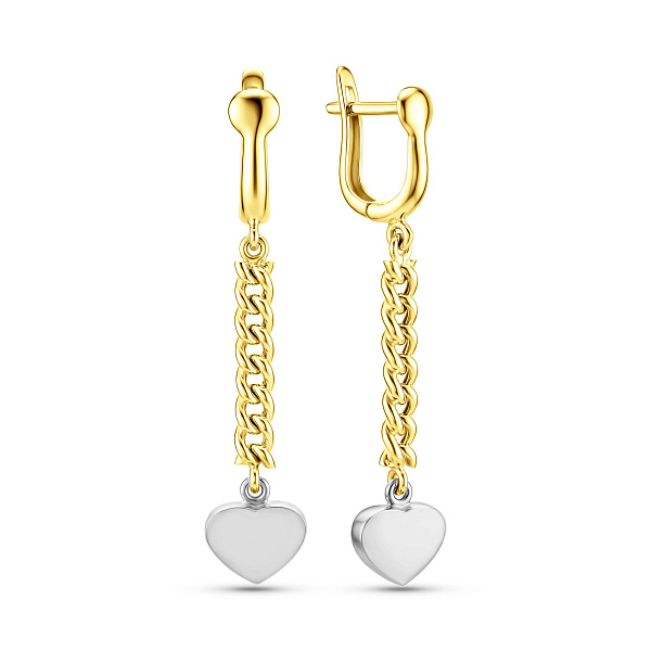 Золотые серьги с подвесками Сердечки (арт. 101856ж) – изображение 1