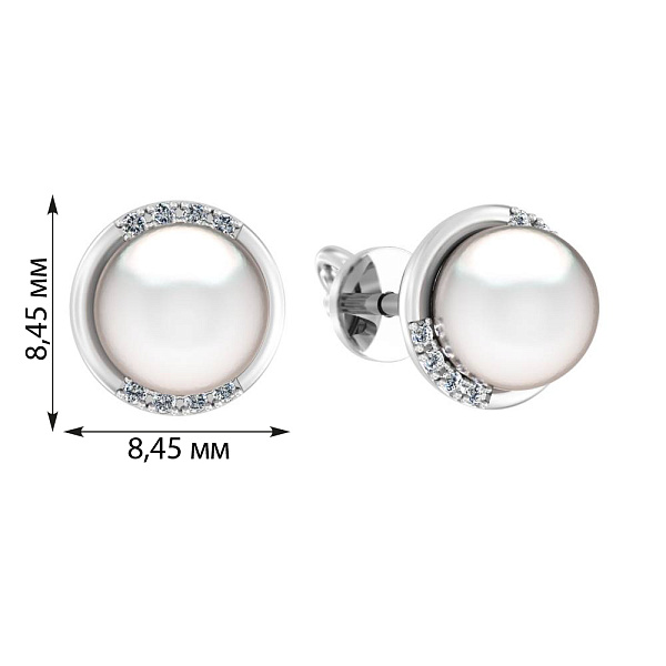 Золотые сережки с жемчугом и бриллиантами (арт. Т011189б) – изображение 2