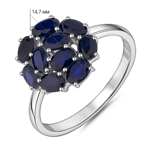 Серебряное кольцо Цветок с сапфирами (арт. 7501/1987759Спс) – изображение 2