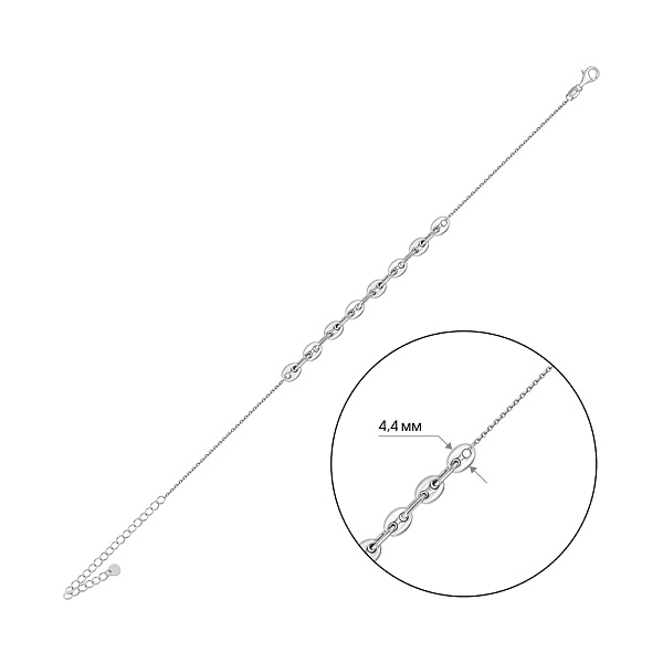 Серебряный тонкий браслет без камней (арт. 7509/5082) – изображение 2