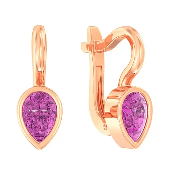 Дитячі золоті сережки з фіолетовим фіанітом (арт. 110499ф)