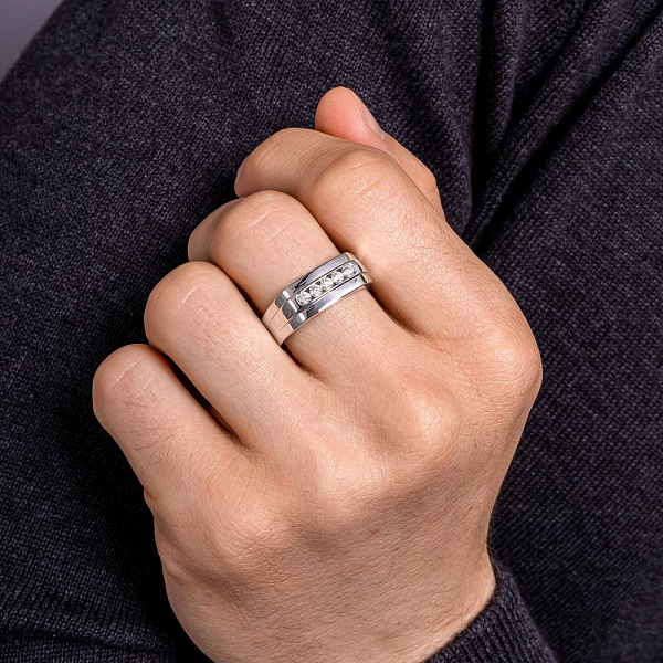 Печатка из белого золота с бриллиантами (арт. К341422030б) – изображение 3