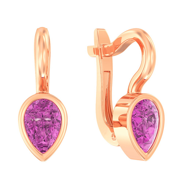 Детские золотые серьги с фиолетовым фианитом (арт. 110499ф) – изображение 1