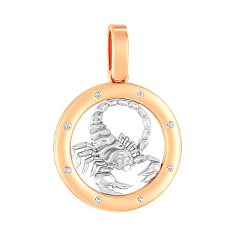 Золотой подвес "Скорпион" с фианитами (арт. 440671)