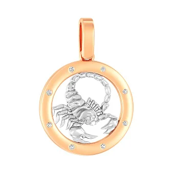 Золотий підвіс "Скорпіон" з фіанітами (арт. 440671)