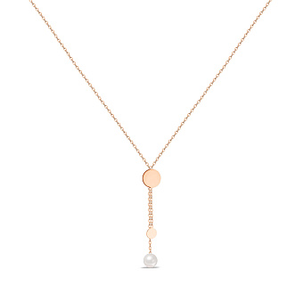 Фото Золотое колье Монета с жемчугом (арт. 360359)