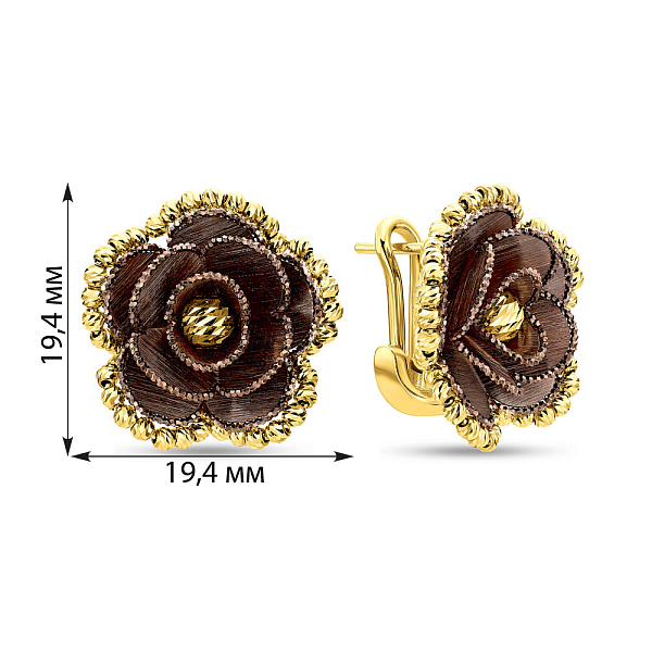 Золотые серьги Цветы Francelli (арт. 109730жкр) – изображение 4