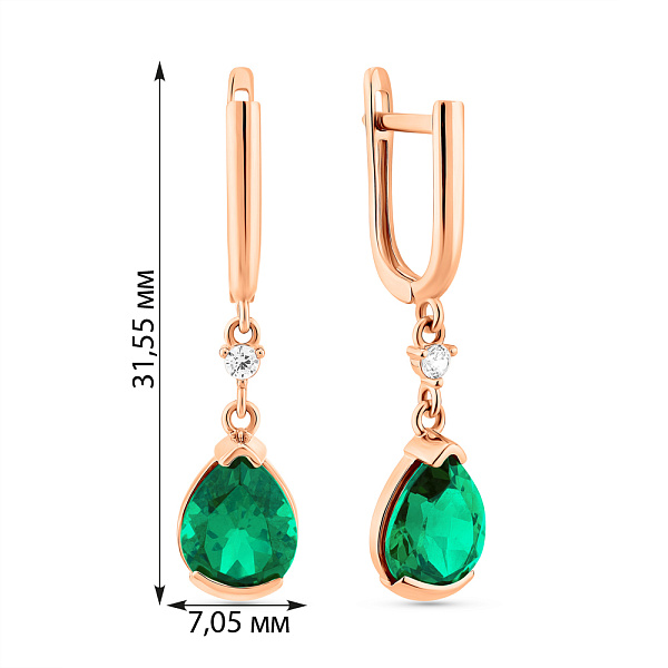 Сережки з червоного золота з кварцом (арт. 111245Пз) – зображення 5