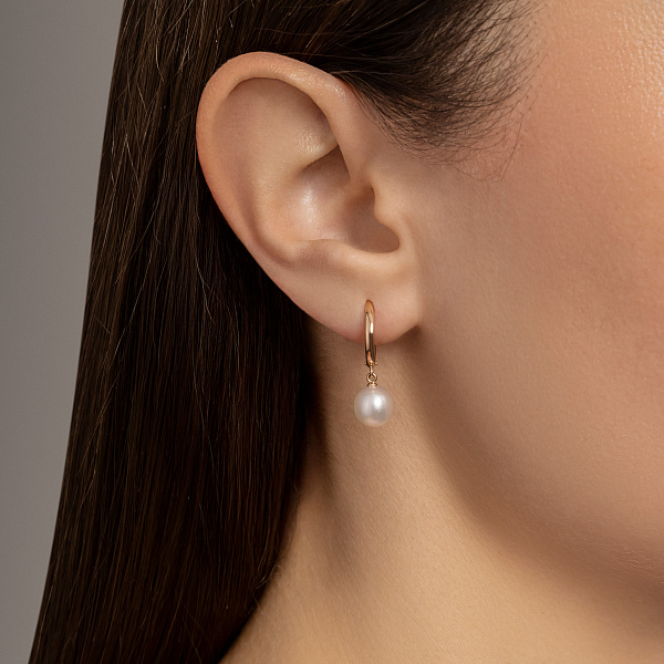 Сережки з червоного золота з перлами (арт. 1101254) – зображення 2