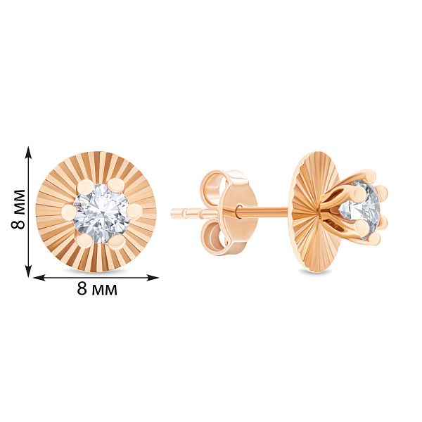 Серьги-пусеты из золота с фианитами (арт. 104473) – изображение 2