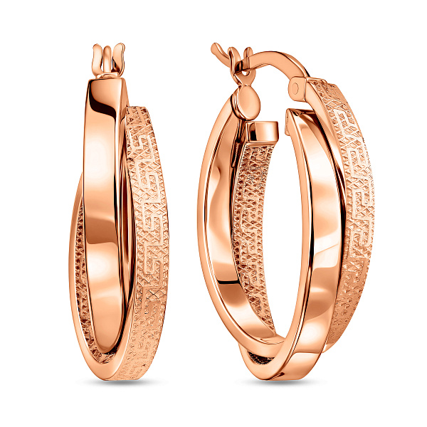 Серьги-кольца Олимпия с переплетением красного золота (арт. 106149/25) – изображение 1