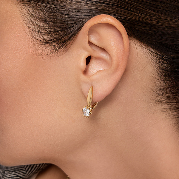 Золоті сережки в жовтому кольорі металу з фіанітами (арт. 110218ж) – зображення 4