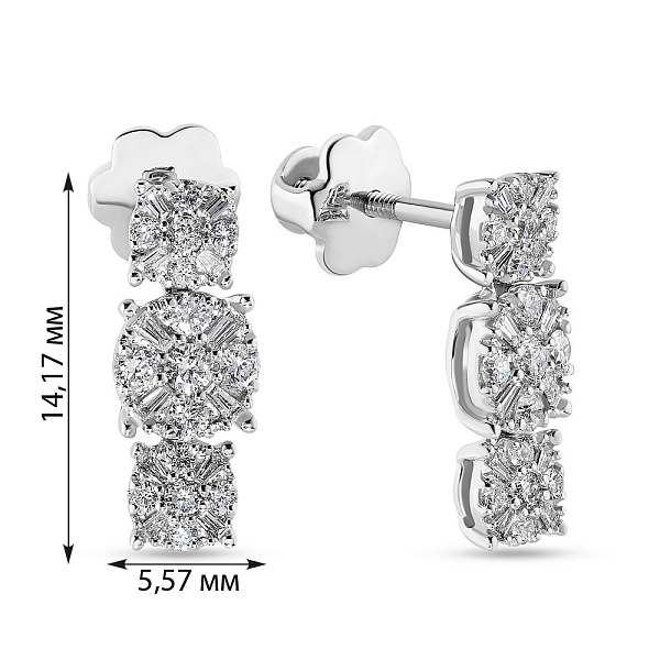 Серьги пусеты из белого золота с бриллиантами (арт. С341279040б) – изображение 4