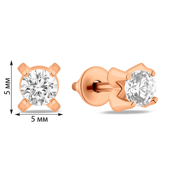 Золотые серьги пусеты с фианитом (арт. 110106) – изображение 2