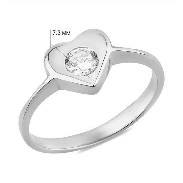 Кольцо из белого золота с фианитом (арт. 154085б) – изображение 2