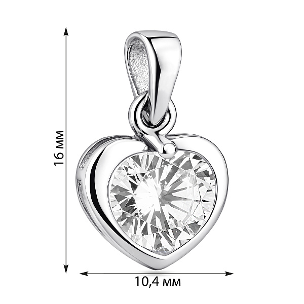 Серебряный подвес Сердце с фианитом (арт. 7503/39044р) – изображение 2
