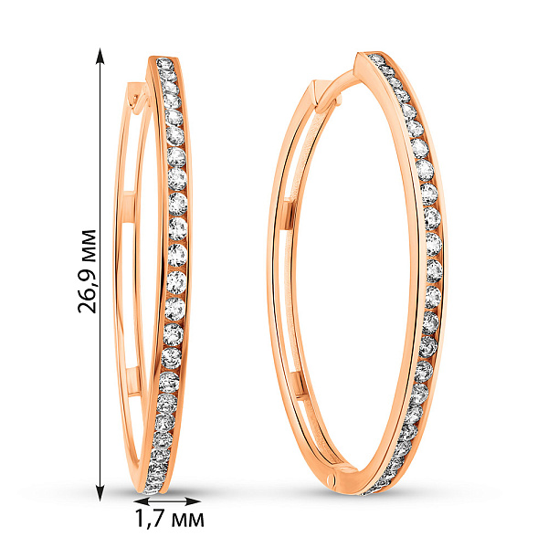 Золотые серьги-кольца с фианитами (арт. 1091256/30) – изображение 3