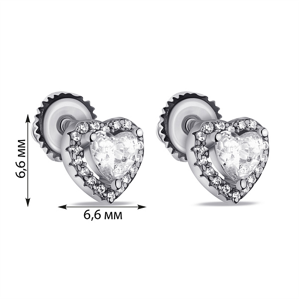 Серебряные серьги Сердечки с фианитами (арт. 7518/СК2Ф/281) – изображение 2