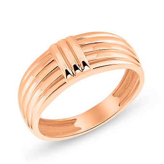 Фото Золотое кольцо в красном цвете металла (арт. 155473)