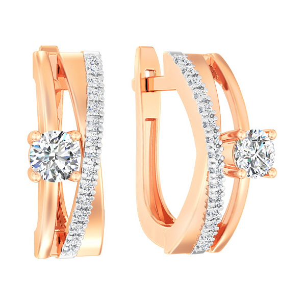 Золотые серьги Синергия с фианитами (арт. 111101) – изображение 1