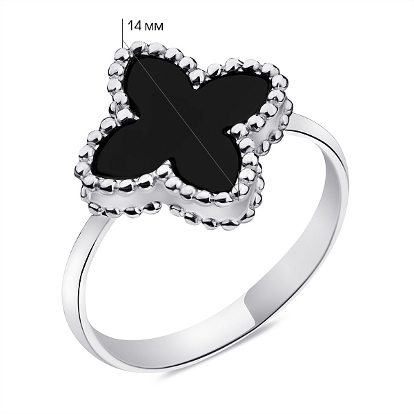 Кольцо из серебра Клевер с ониксом (арт. 7501/2064) – изображение 2