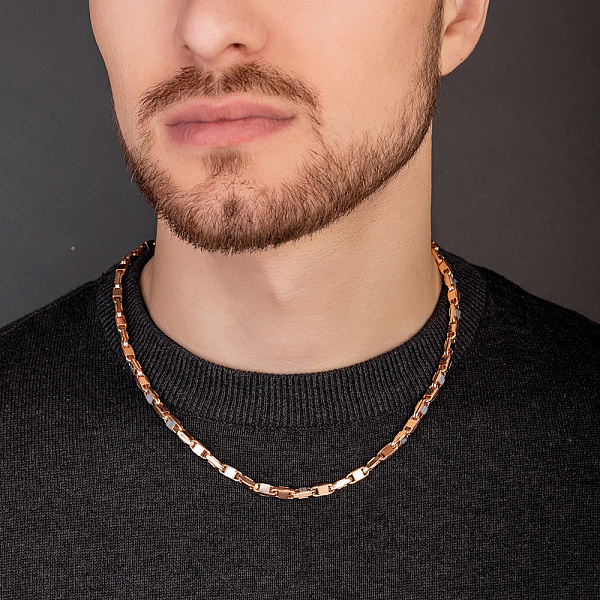 Золотая цепочка с родированием плетения Фантазийное (арт. 352469р) – изображение 2