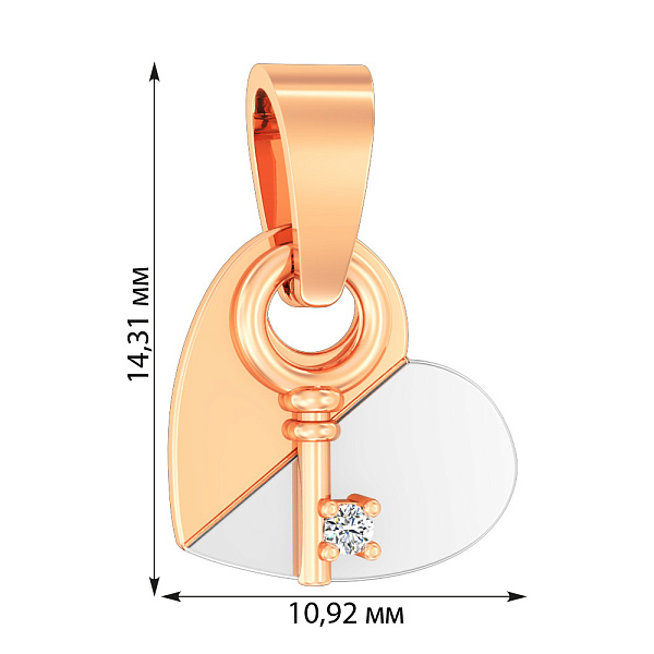 Золотая подвеска Ключ от сердца с фианитом (арт. 440537) – изображение 2