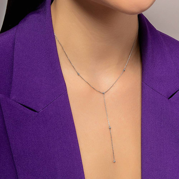 Колье-галстук из белого золота без камней (арт. 360177б) – изображение 3