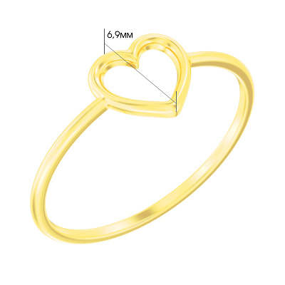 Тонка каблучка з жовтого золота Серце (арт. 140832ж)