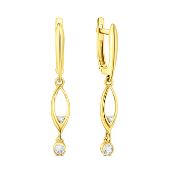 Фото Золотые серьги подвески с фианитами (арт. 110578ж)