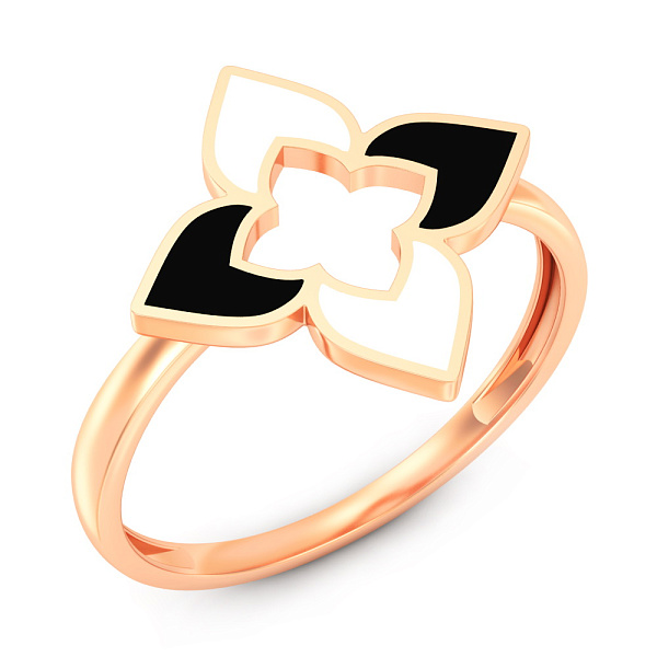 Золота каблучка з емаллю (арт. 141368ечб) – зображення 1