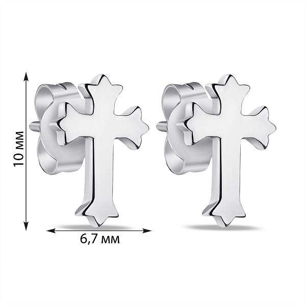 Серьги-пусеты Крестики из серебра без камней (арт. 7518/6900) – изображение 2