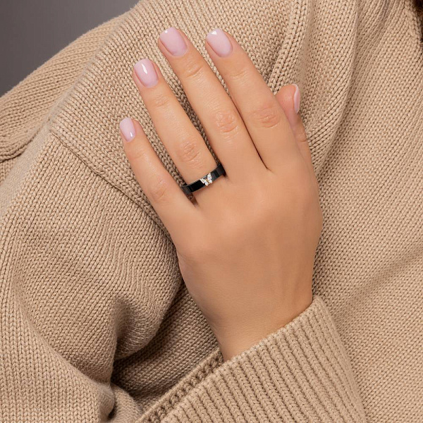 Каблучка Метелик з золота та кераміки з діамантами (арт. К011792кч) – зображення 2