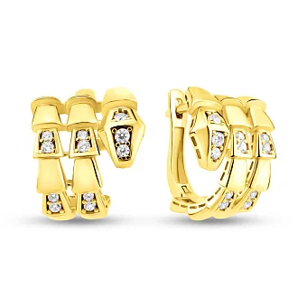 Золоті сережки Змія з фіанітами (арт. 1091461ж)