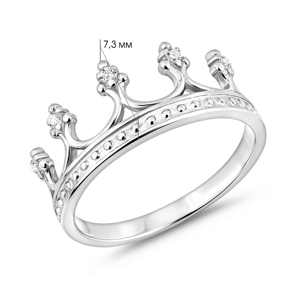 Золотое кольцо Корона с фианитами (арт. 140720б) – изображение 3